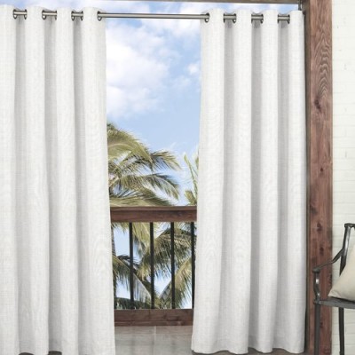 Parasol Key Largo Solid Semi-Sheer Indoor/Outdoor Grommet Single Curtain Panel   